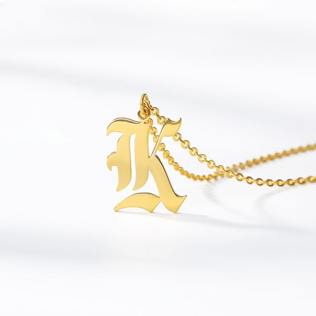 blackletter initial necklace