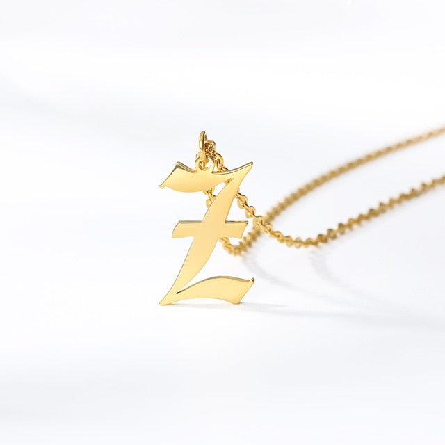 blackletter initial necklace