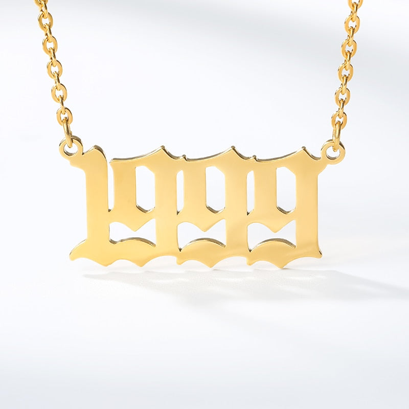 blackletter year necklace